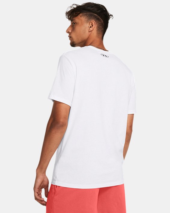 男士UA Colorblock Wordmark短袖T恤 in White image number 1
